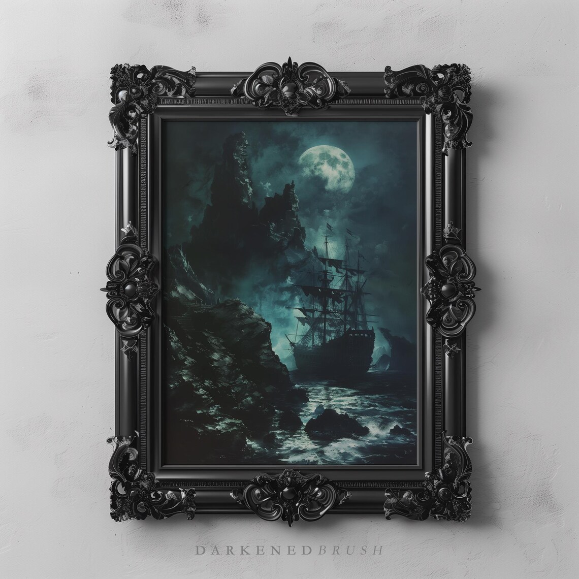 Haunted Ship Full Moon Gothic Nautical Art Print