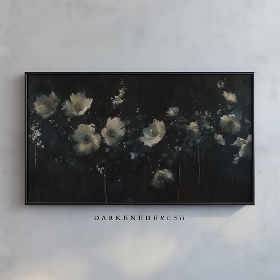 Abstract Floral Art Frame Tv For Samsung Dark Goth Home Decor Instant Oil Painting