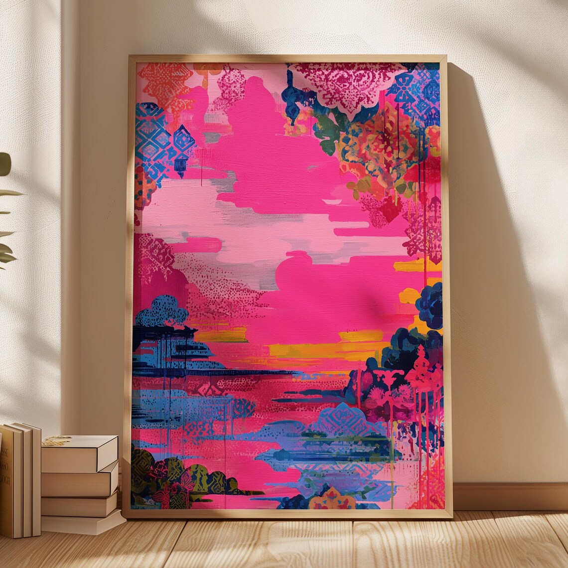 Pink And Blue Abstract Poster Print, Sunset Landscape