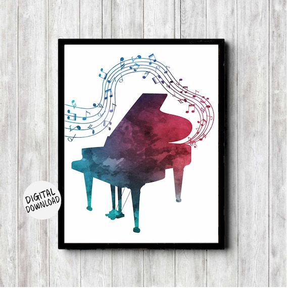 Watercolor Piano Music Art Print for Pianists