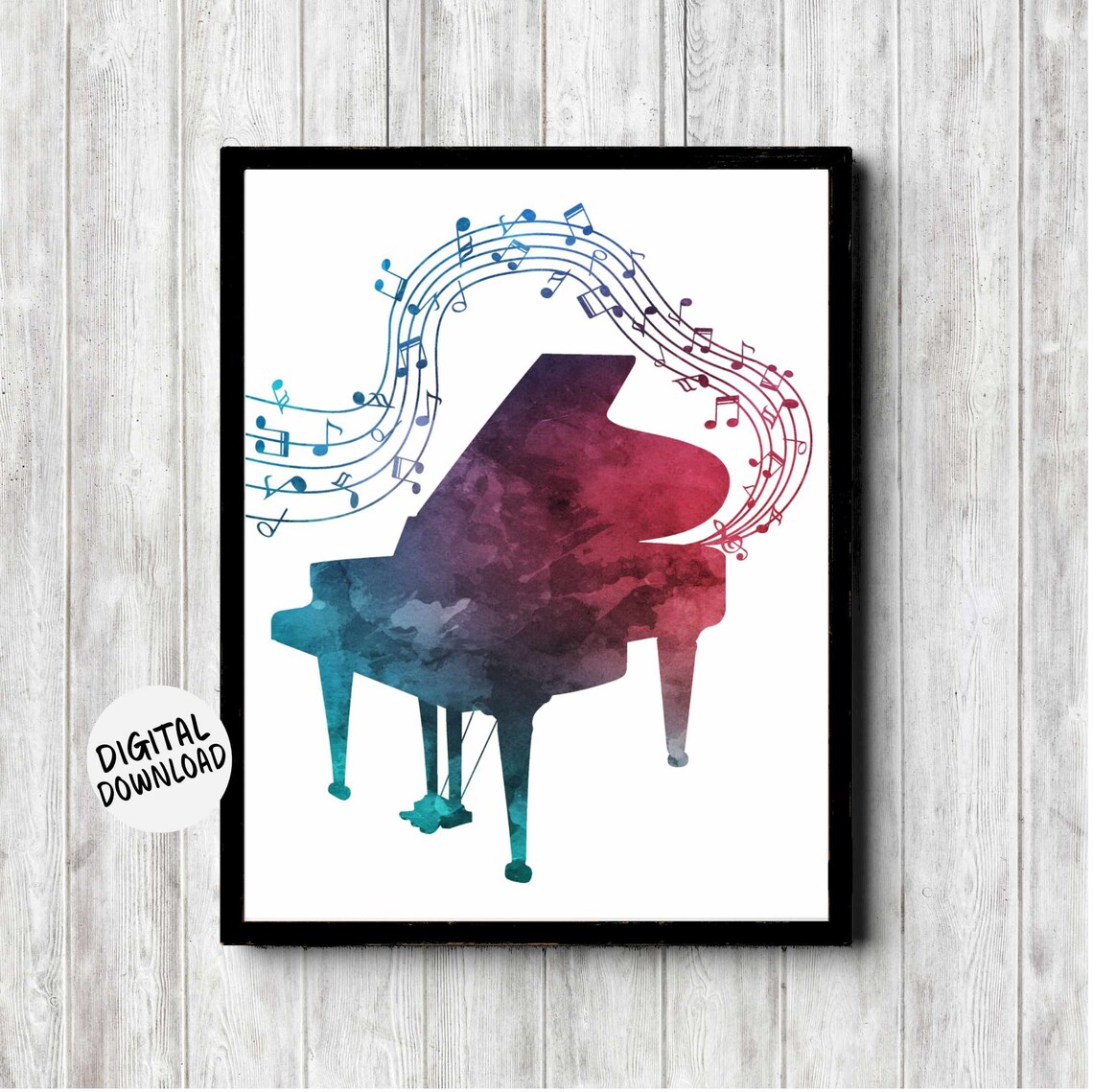 Watercolor Piano Music Art Print for Pianists