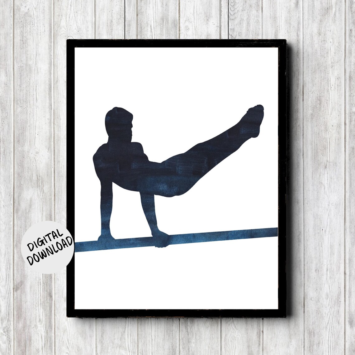 Male Gymnast on Parallel Bars Poster, Dorm Decor