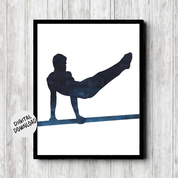Male Gymnast on Parallel Bars Poster, Dorm Decor