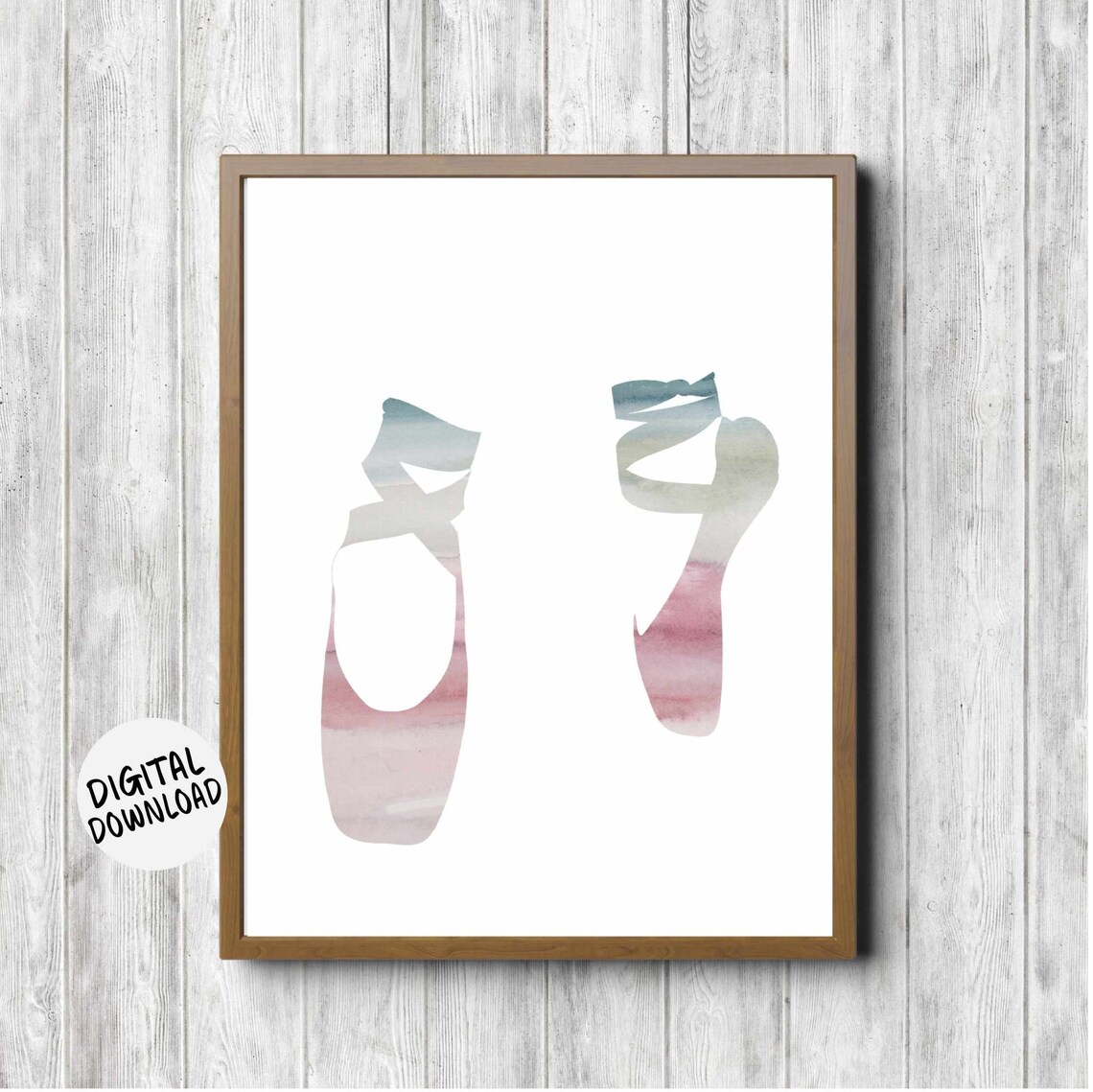 Pink Pointe Ballet Shoes Watercolor Dance Nursery Girls Room Wall Poster