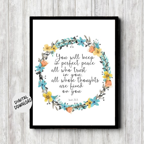 Isaiah 26:3 Peace Bible Verse Art Print