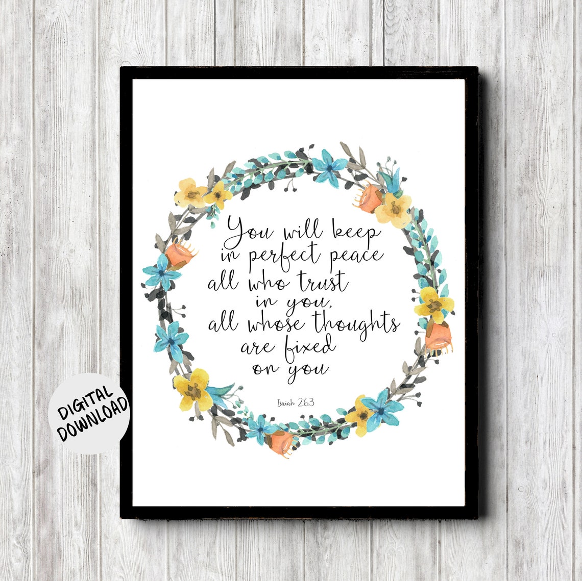 Isaiah 26:3 Peace Bible Verse Art Print