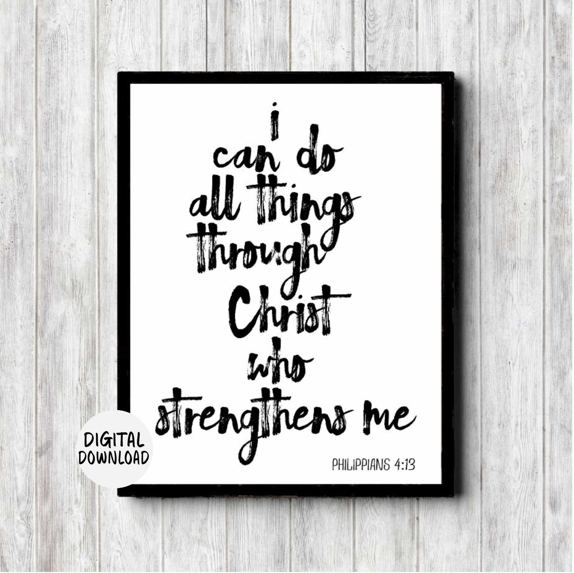 Philippians 4:13 Scripture Art Print, Christian Verse