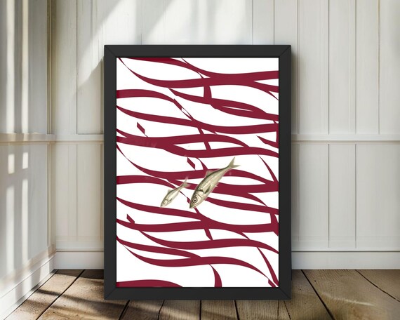 Sardine Wall Art Coastal Kitchen Portuguese Fish Illustration Minimalist Sea Life