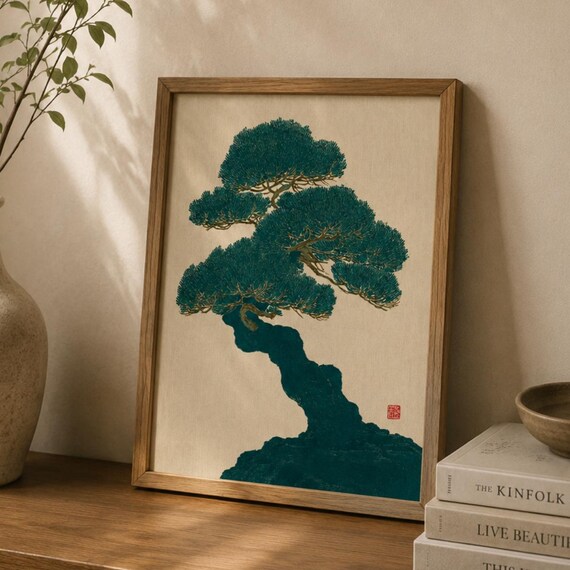 Japanese Bonsai Tree Wall Art Print Zen Japandi Decor Minimalist Asian Botanical Poster Wabi Sabi Nature Artwork