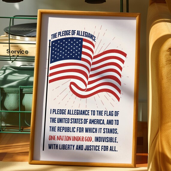 The Pledge of Allegiance American Flag Patriotic Quote Poster