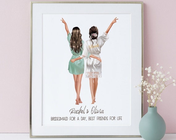 Personalised Bridesmaid Print Custom Bride Bridesmaid Gift Wedding Gift Bridesmaid Wedding Print Hen Party Print Bride Tribe