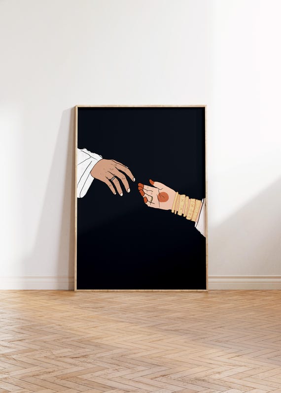 Touching Hand Gesture Print Set Arabic Poster Download Museum Vintage Gallery Wall Art Modern Digital