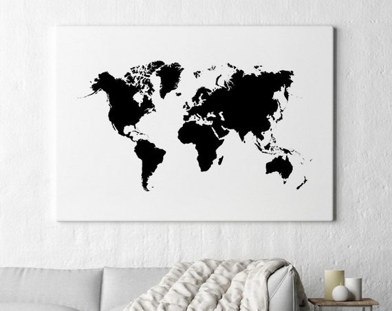 World Map Travel Poster, Large Map Wall Art