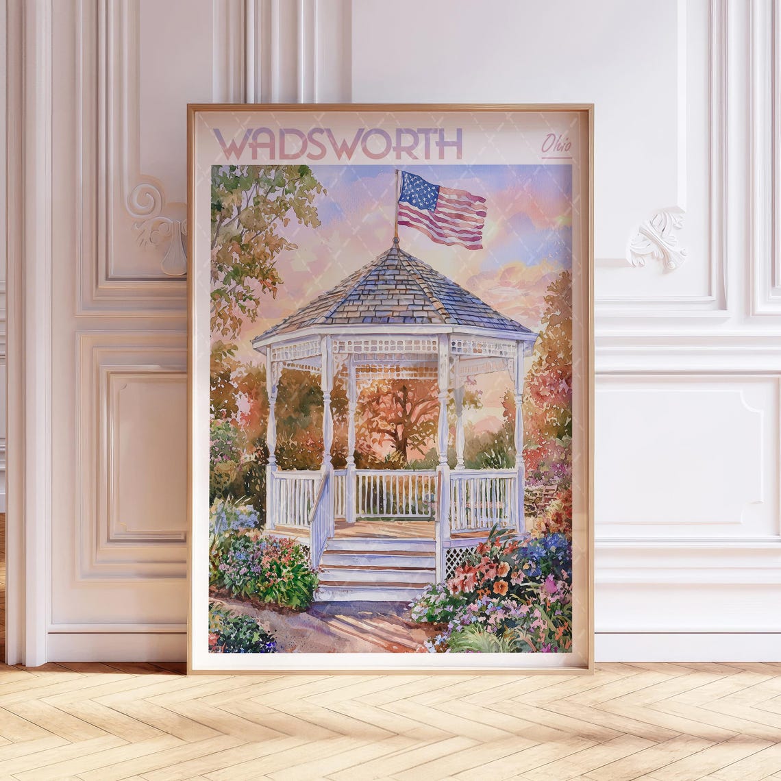Wadsworth Ohio Watercolor Travel Poster