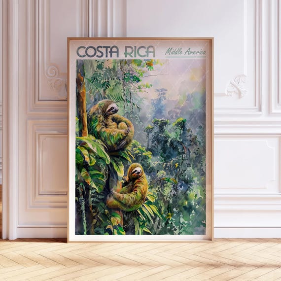 Costa Rica Watercolor Poster World Cities Wall Art Middle America Travel City Pastel Colors