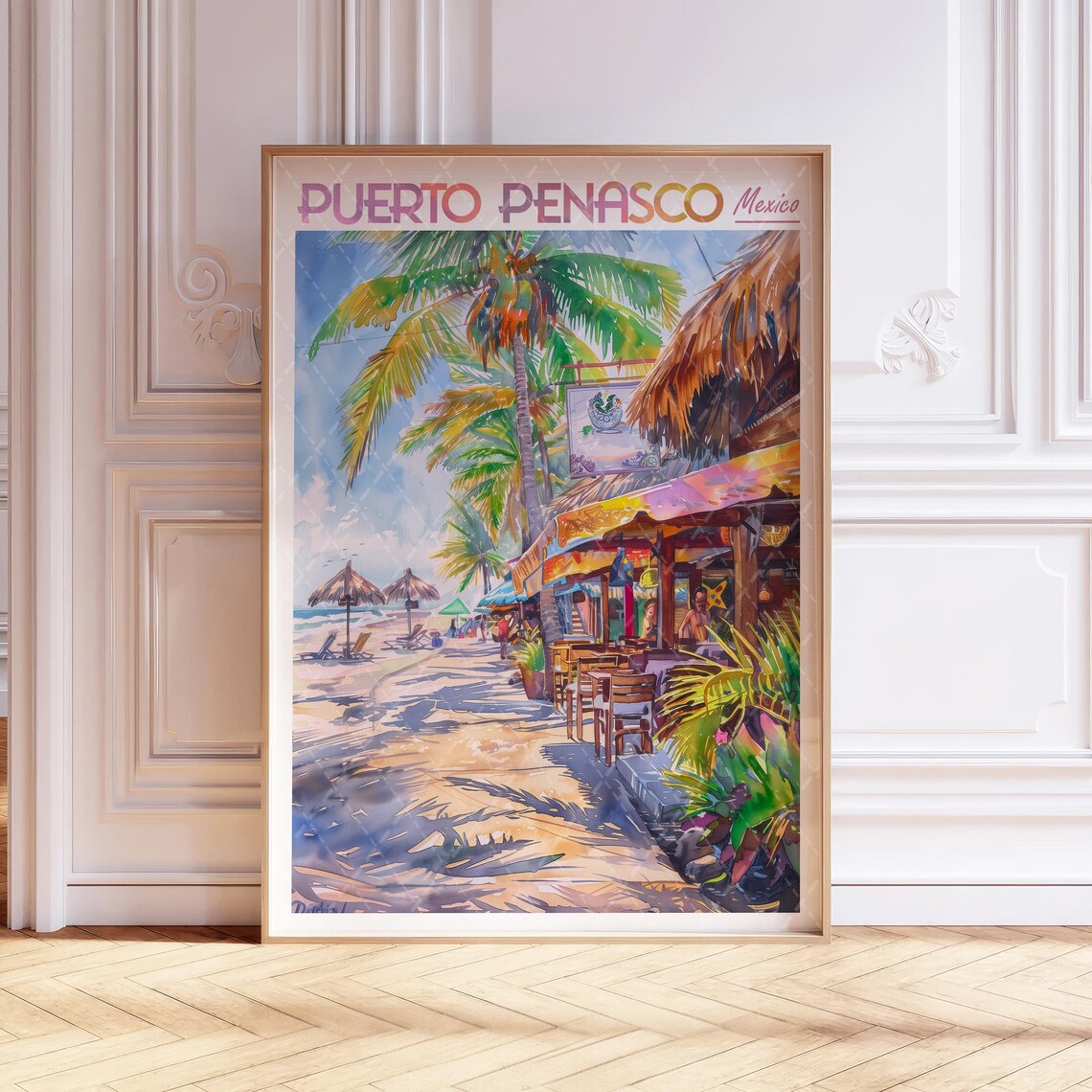 Puerto Penasco Watercolor Poster, Mexico Travel Print