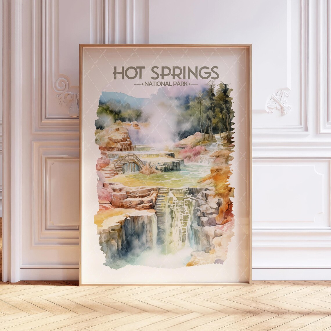 Hot Springs National Park Watercolor Travel Poster