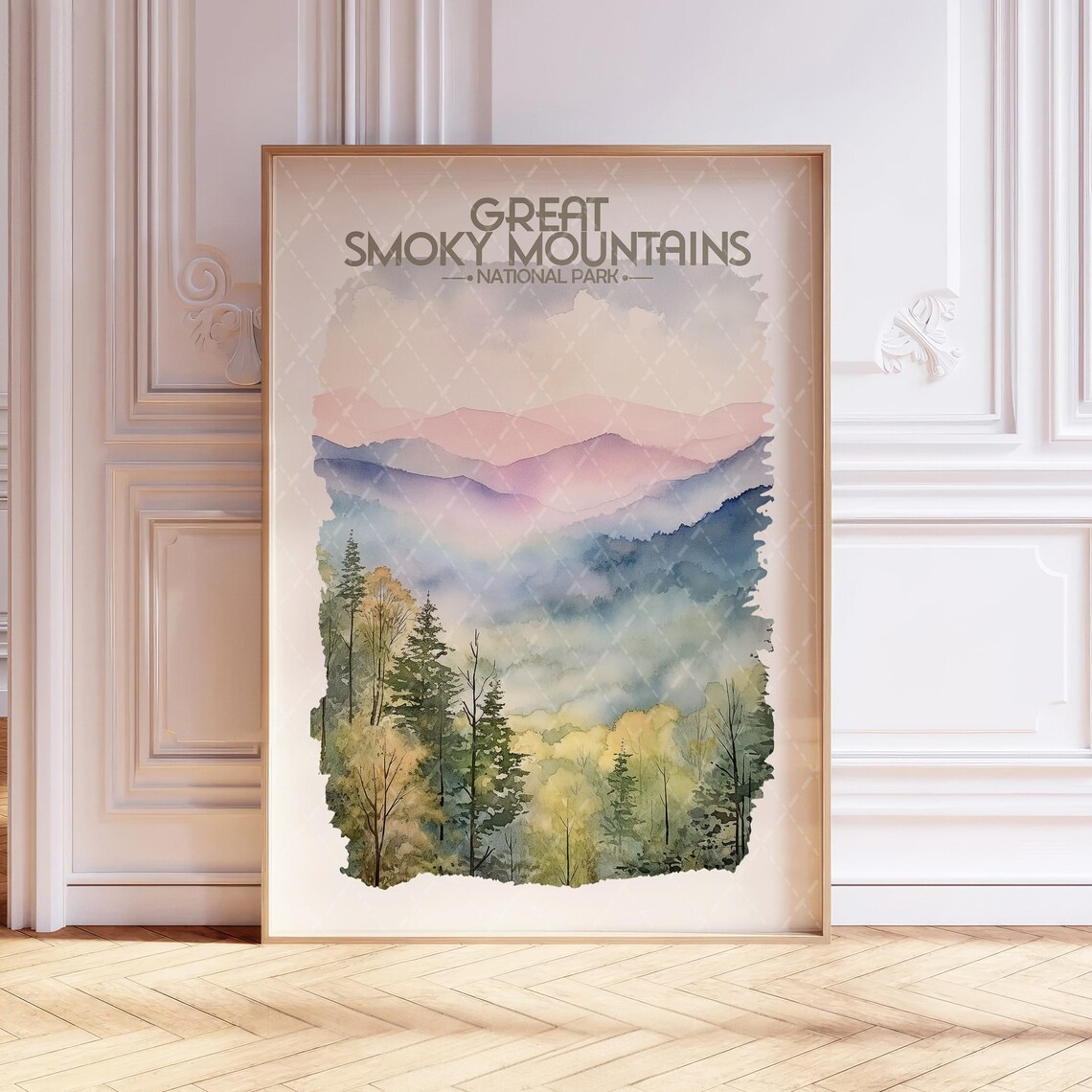 Great Smoky Mountains Watercolor Wall Art Print