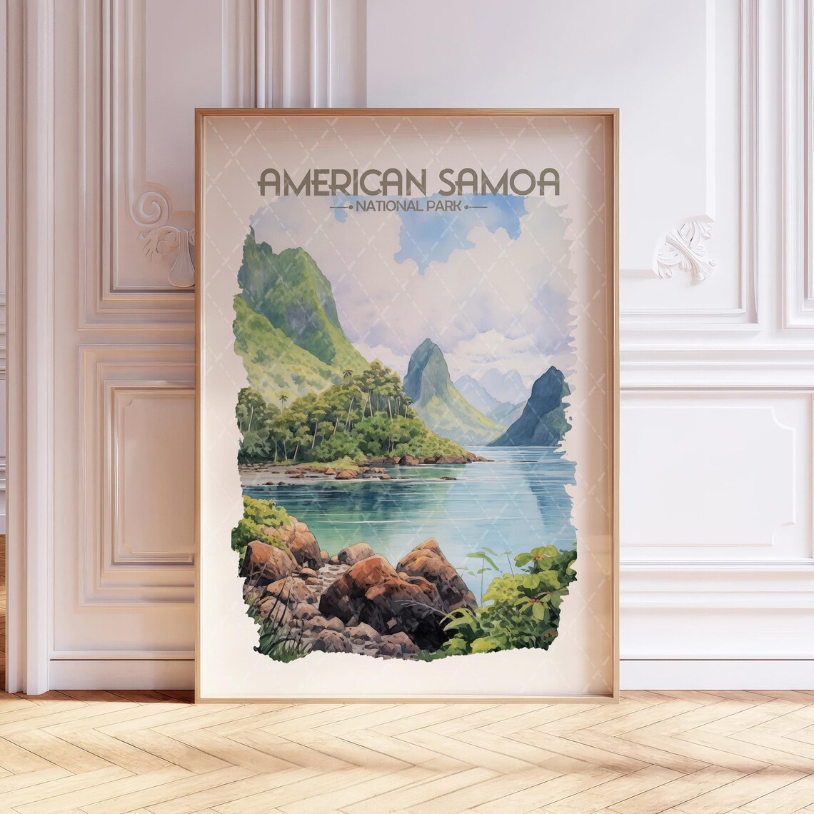 Samoa National Park Watercolor Travel Poster