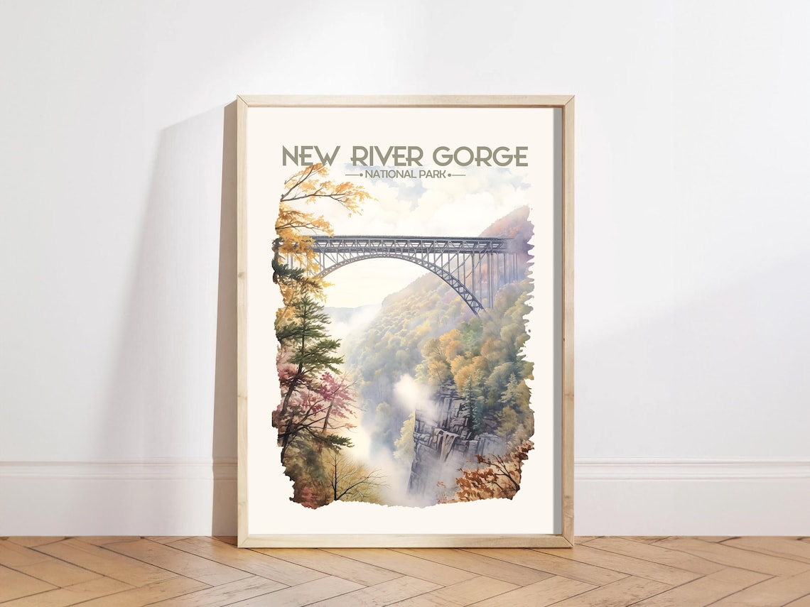New River Gorge National Park Watercolor Art Print