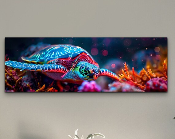 Colorful Sea Turtles Wall Art Design Print Decor For Home Office Decoration Decor Painting Style Panoramic Seaocean Art