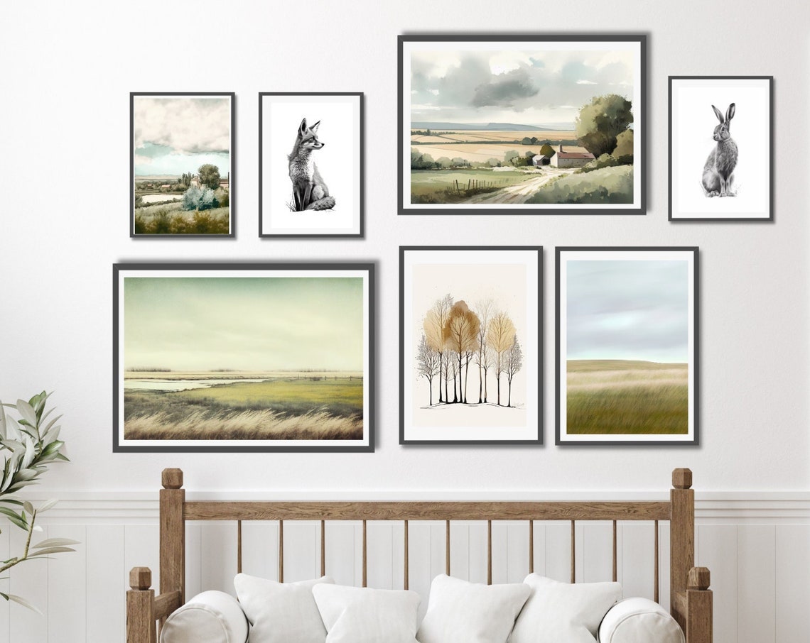 Prairie Meadow Windswept Grass Landscape Neutral Nature Wall Poster - Image 4