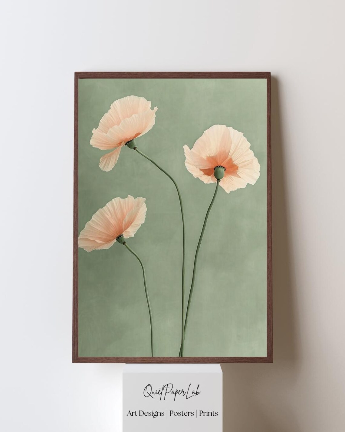 Peach Poppies Botanical Floral Art Print