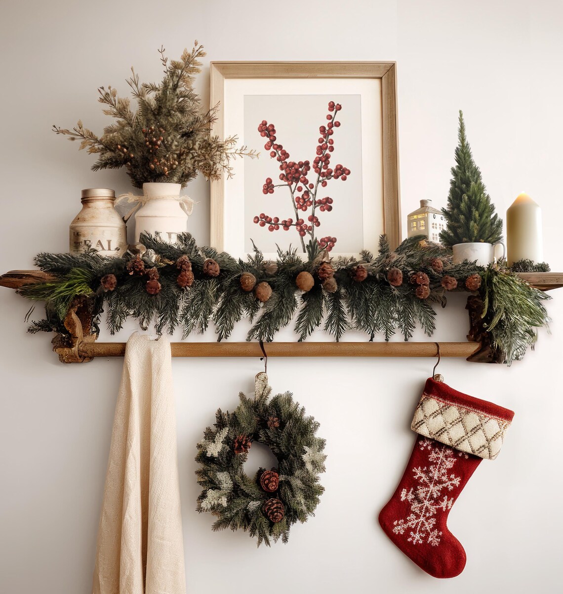Winterberry Red Berries Branch Vintage Botanical Holiday Art Print - Image 2