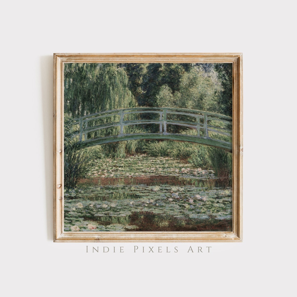 Monet Water Lily Pond Japanese Bridge Impressionist Square Wall Poster