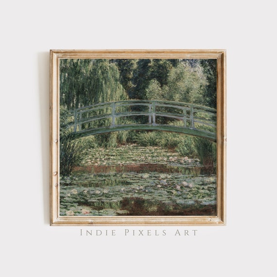 Monet Lily Pond Vintage Painting Art Square Print Vintage Farmhouse Cottage Art Cottagecore Room Decor