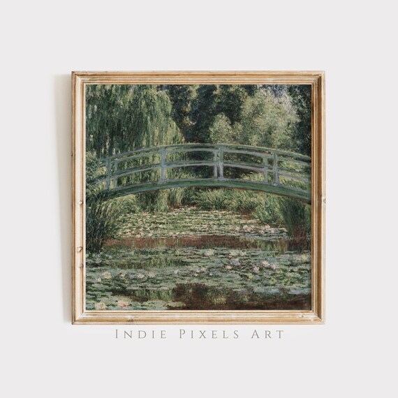 Monet Water Lily Pond Japanese Bridge Impressionist Square Wall Poster