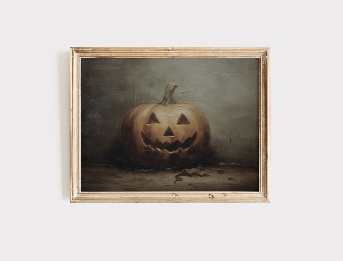 Jack O Lantern Halloween, Primitive Halloween Art Print - Image 3