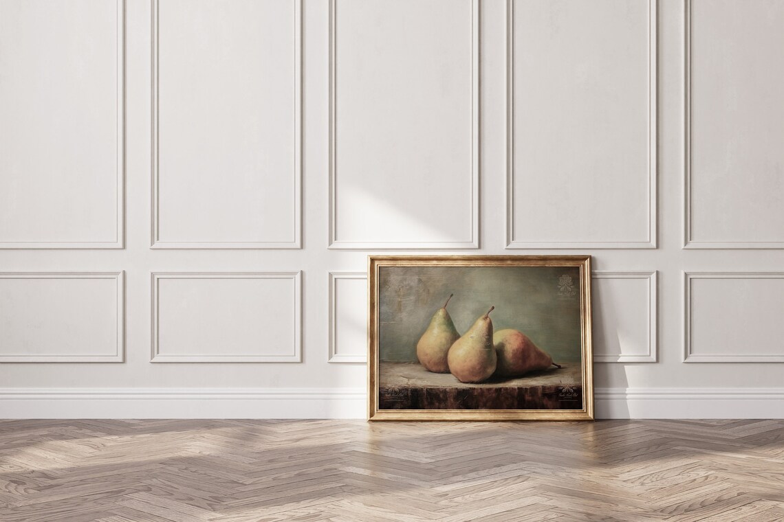 Vintage Fruit Prints Kitchen Wall Art Still Life Painting Fruit Still Pears Rustic Still Life Wall Print - Image 3