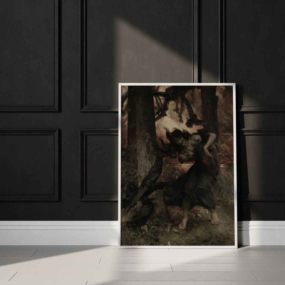 Dark Witch Forest Crows Gothic Halloween Moody Vintage Art Poster - Image 4