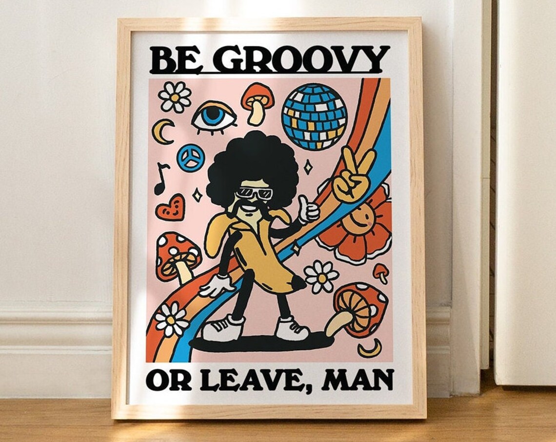 Groovy Banana Retro Aesthetic Art Print - Image 3