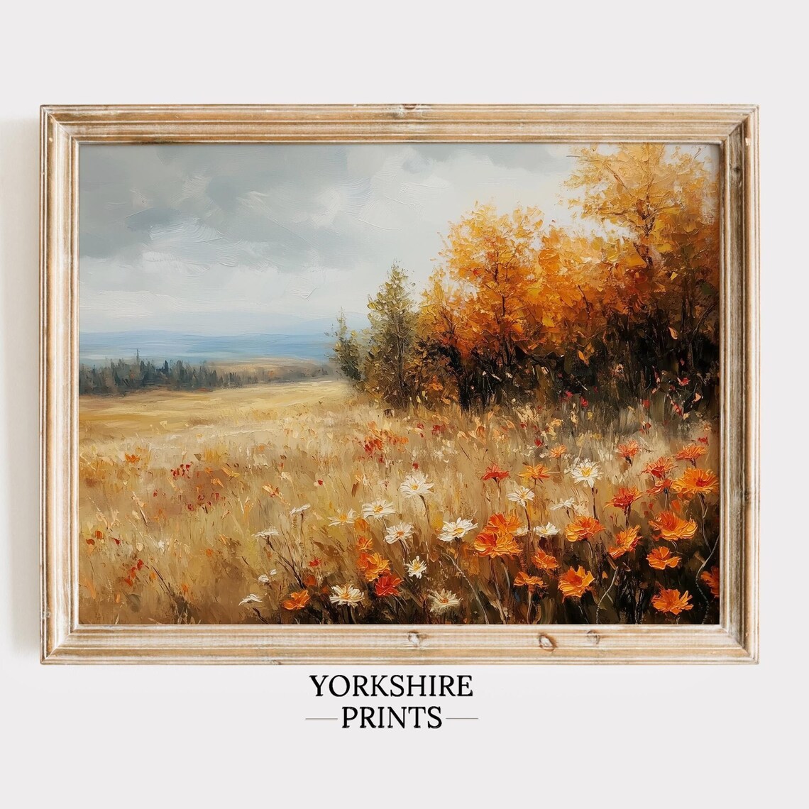Autumn Meadow Wildflower Field Golden Trees Fall Landscape Poster