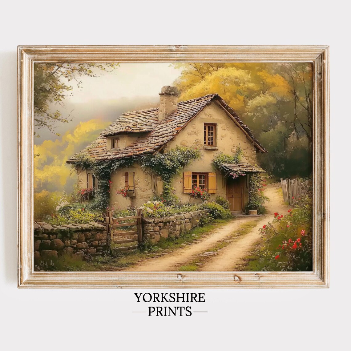 Cottage Garden Vintage Oil Painting Art Print