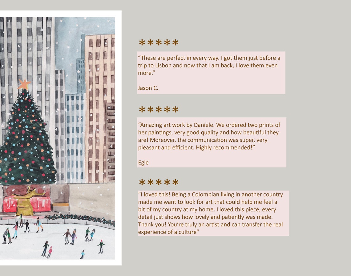 Rockefeller Center Christmas Tree Ice Skaters New York Holiday Poster - Image 3