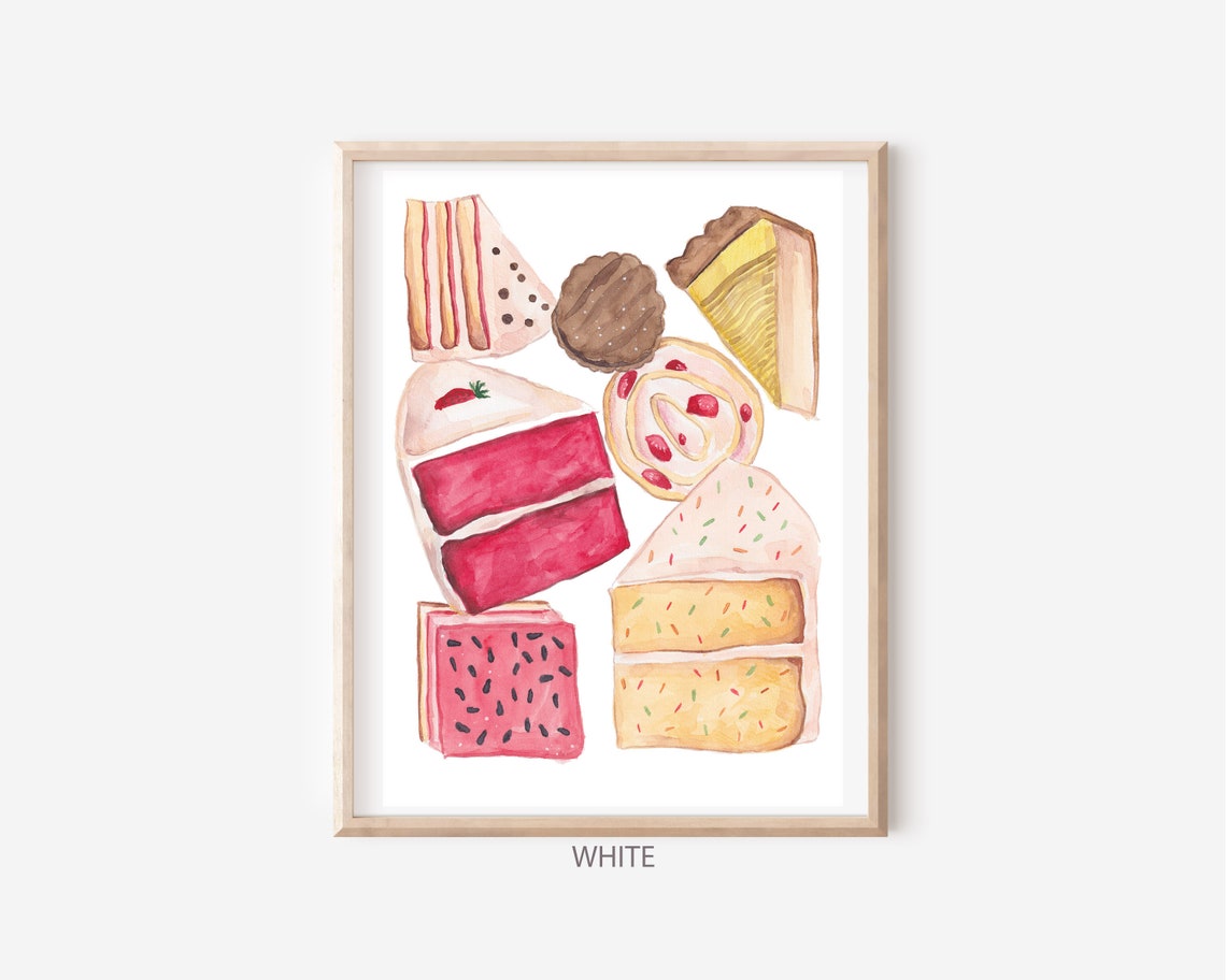Pink Background Cake And Dessert Watercolor Collage Bakery Wall Art - Image 4