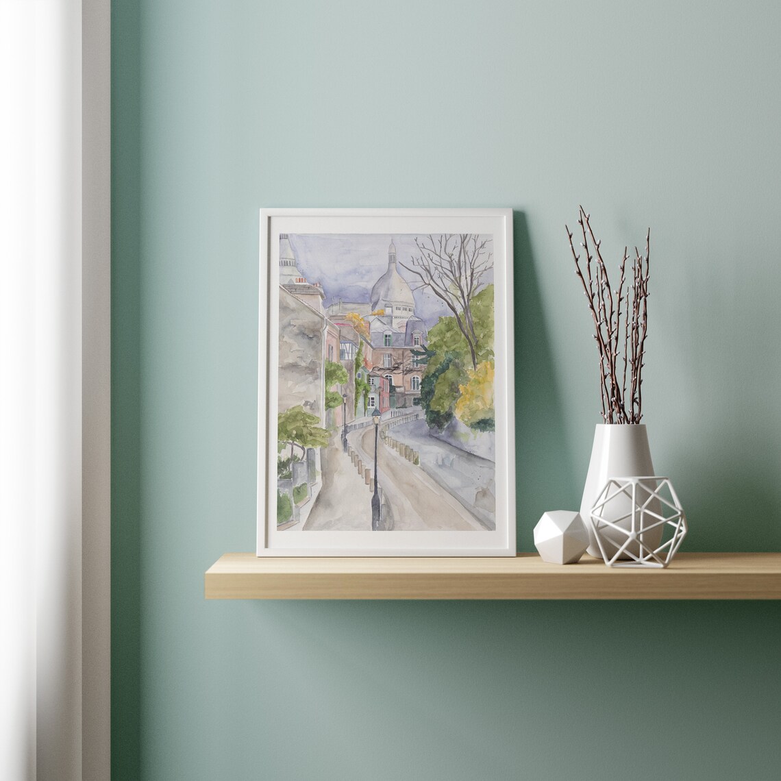 Paris Montmartre Art Print Paris Travel Print Parisian Wall Decor Sacre Coeur Art French Street Scene Gift For Traveler - Image 3
