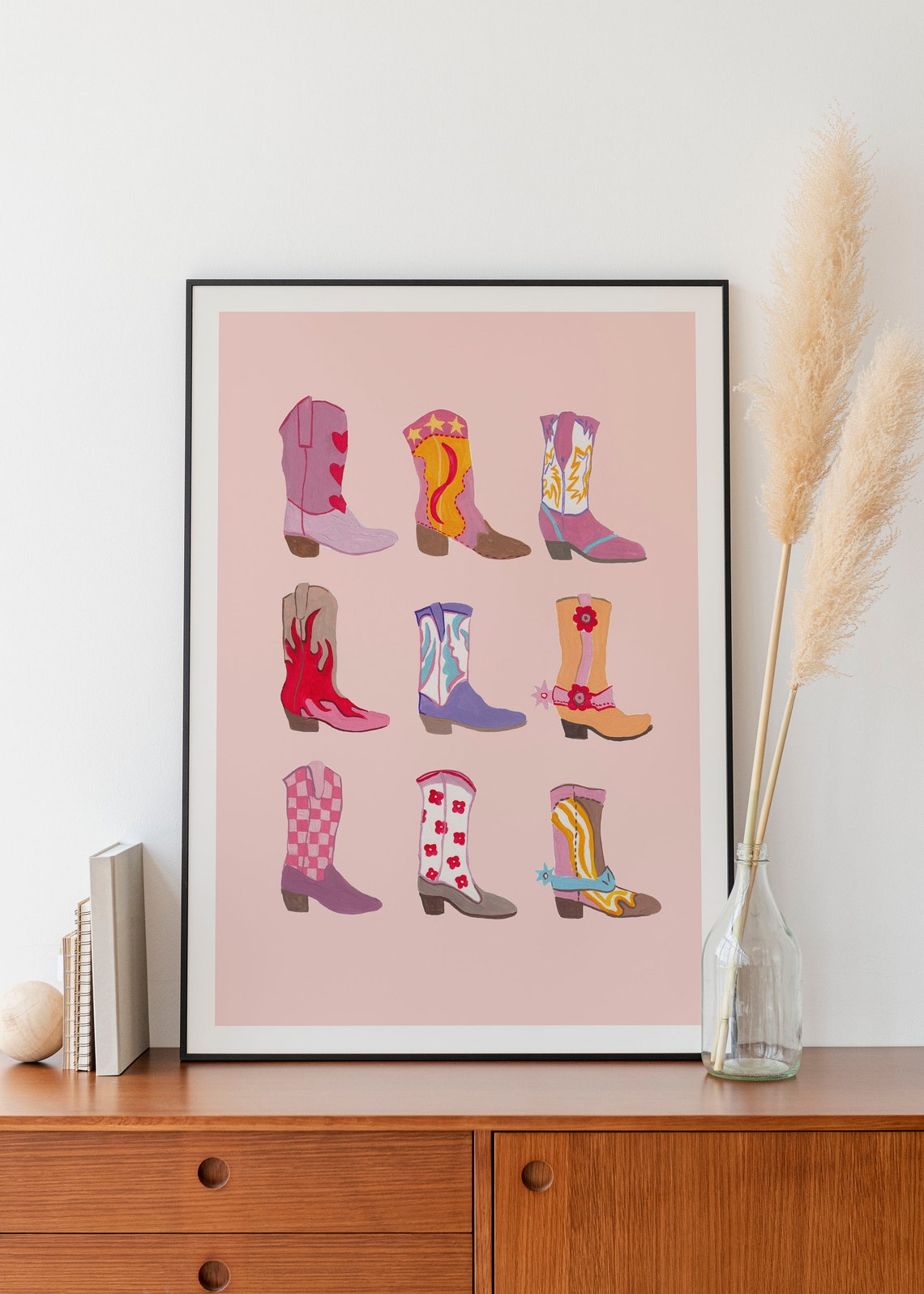 Cowboots Art Print Western Cowgirl Poster Pink Preppy Wall Art Pink Rodeo Poster Cowboy Boots Nashville Wall Art - Image 3
