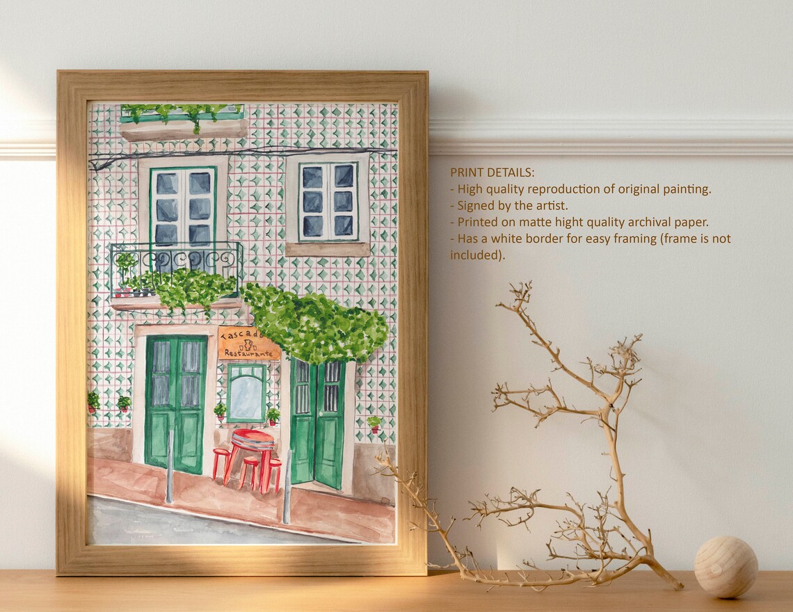 Lisbon Portugal Green Door, Traditional Tile Art Poster - Image 4