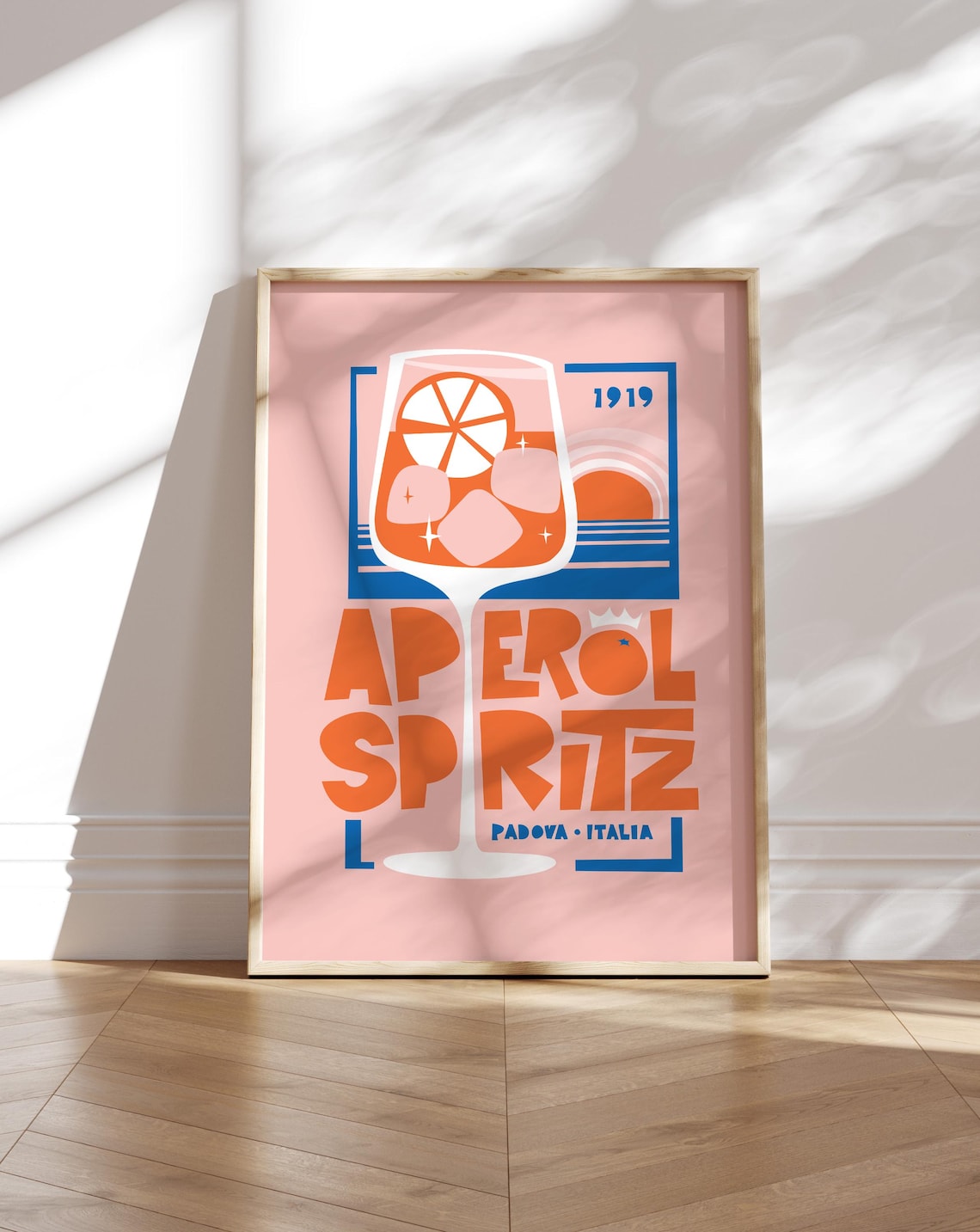 Aperol Spritz Kitchen Art Print, Mid Century Modern