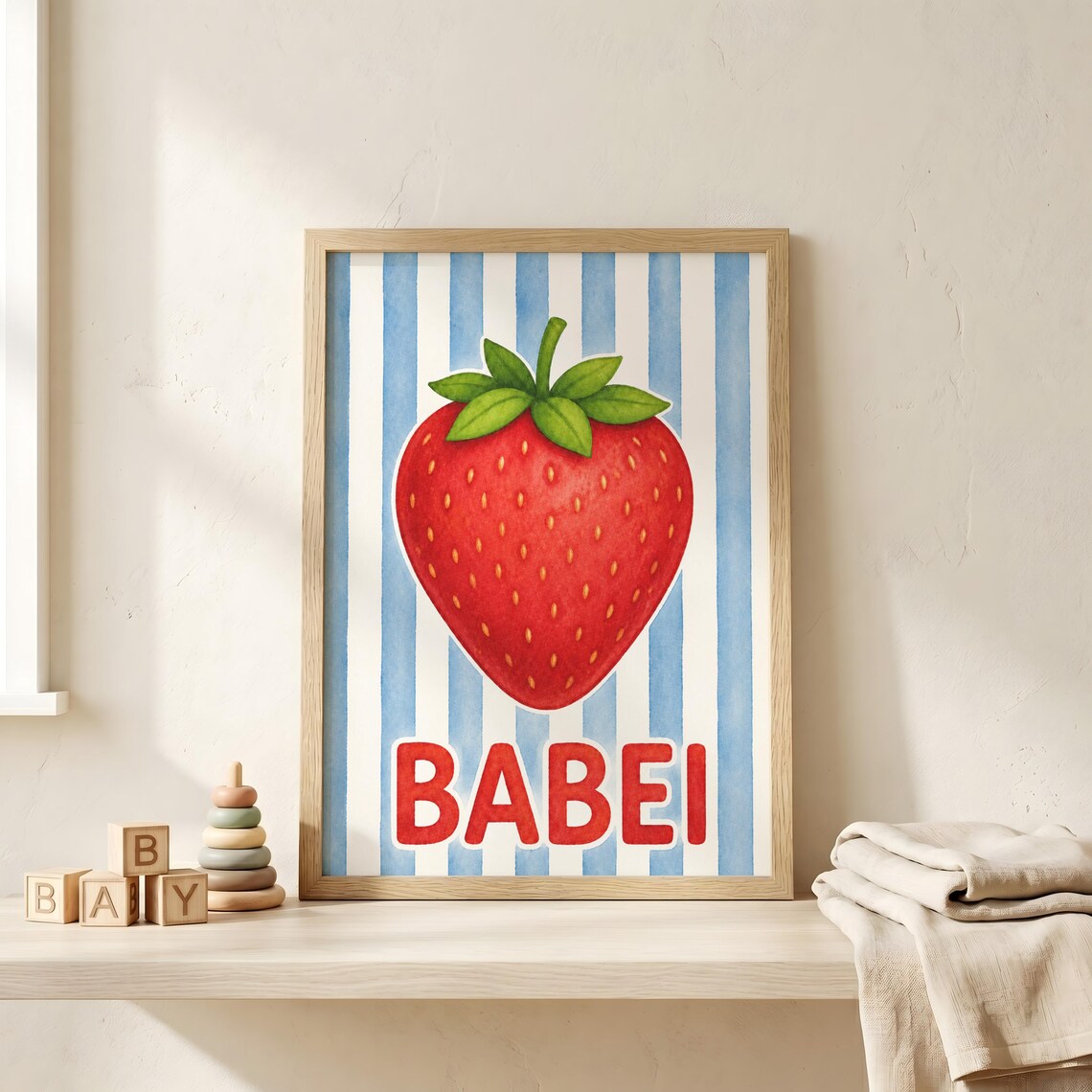 Personalized Strawberry Name Art Print