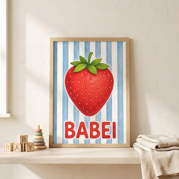 Personalized Strawberry Name Art Print