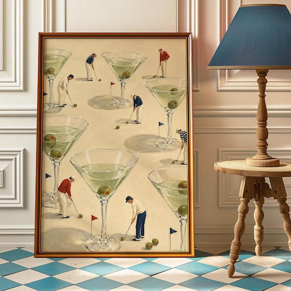 Martini Golf Vintage Cocktail Art Print