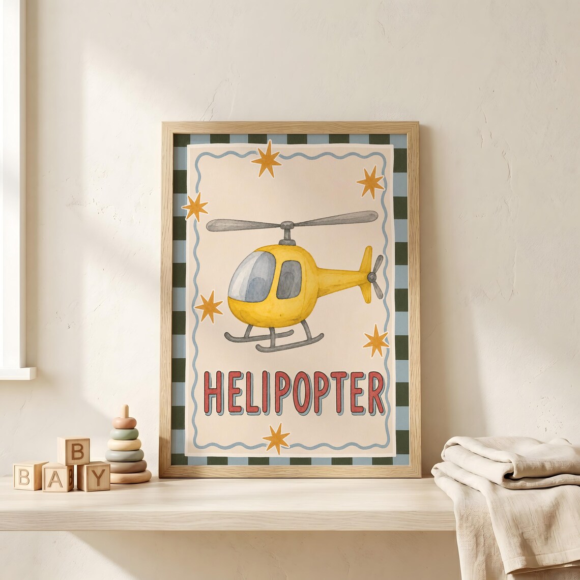 Custom Helicopter Nursery Poster, Kids Room Decor