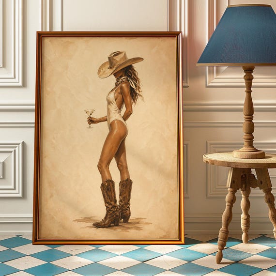 Silly Cowboy Goose Funny Western Poster Print