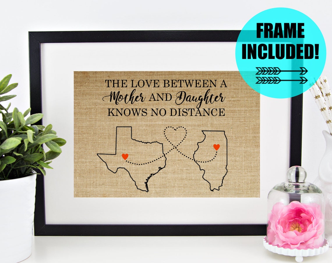 Love Between A Mother And Daughter Knows No Distance Map Poster
