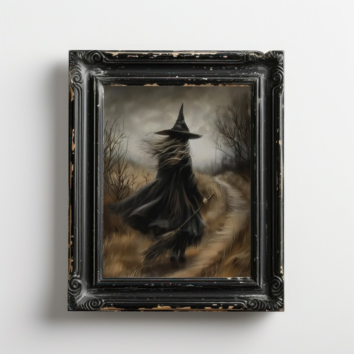 Witch Misty Autumn Path Halloween Gothic Dark Academia Oil Painting Poster - Image 3